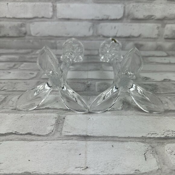 Cristal D'arques Lead Crystal Candle Stick Holders Footed 8.5" France Set of 2 - Picture 4 of 4